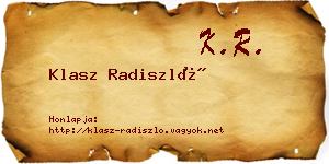 Klasz Radiszló névjegykártya